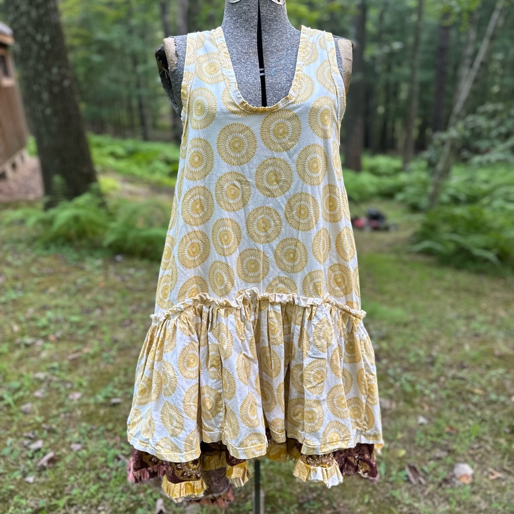 Tina Givens Organic Cotton Yellow and White Sleeveless Dress